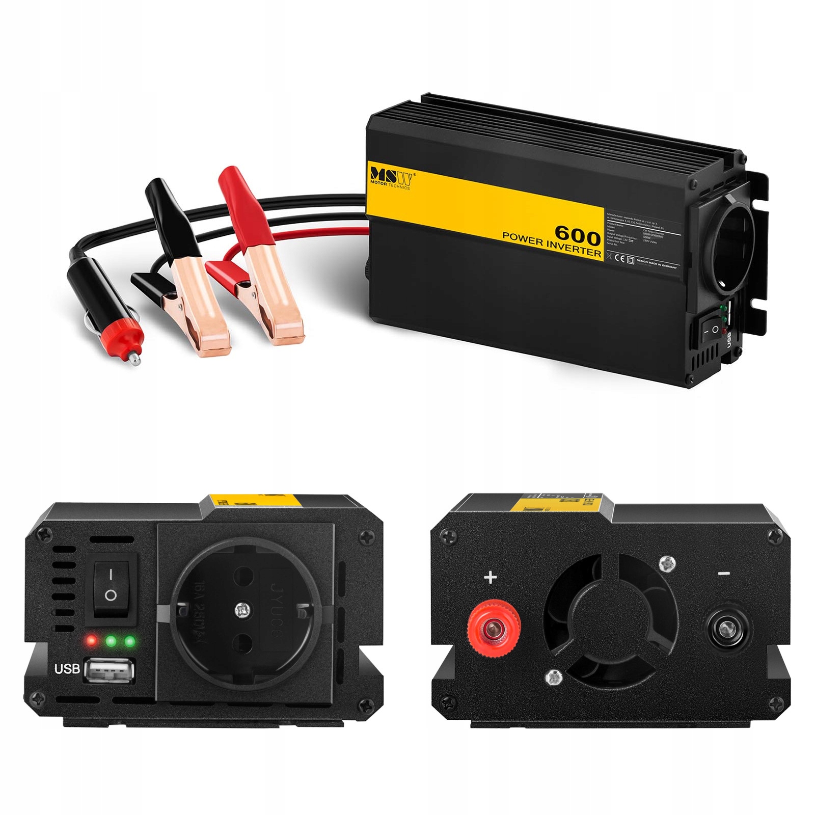 USB menič napätia 600W 12V-230V + adaptér