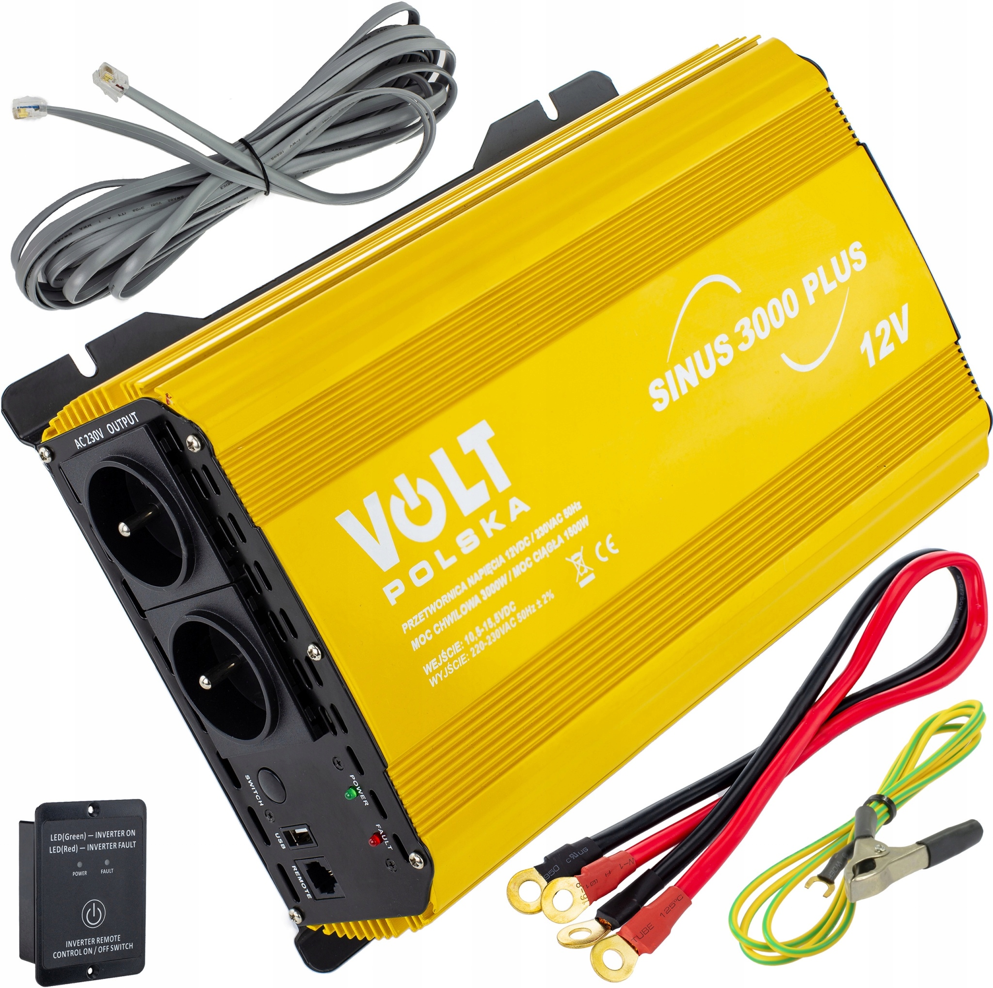 Prevodník napäťového prúdu 12V 3000W SINUS PLUS