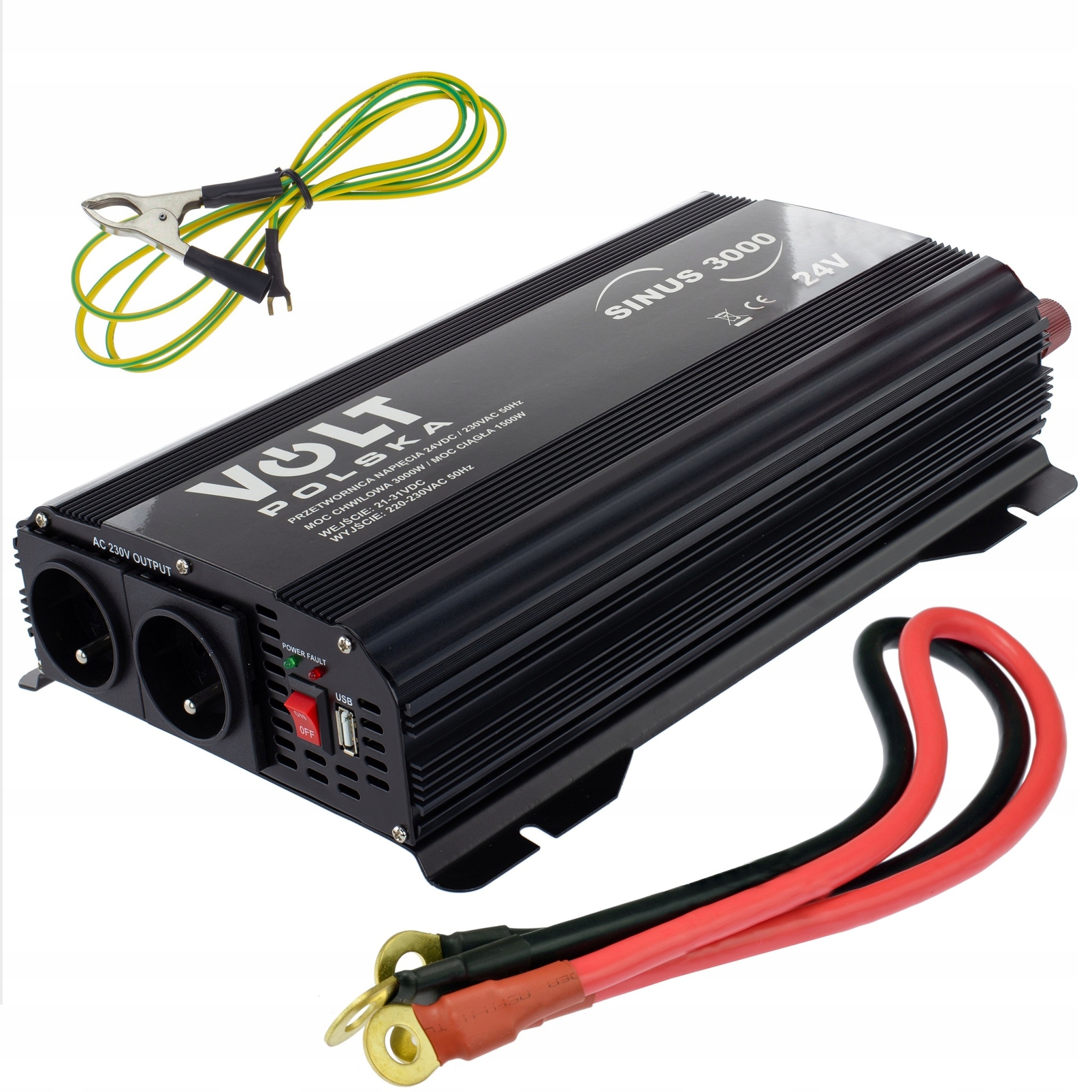 Prevodník napätia 24V 230V 3000W SINUS