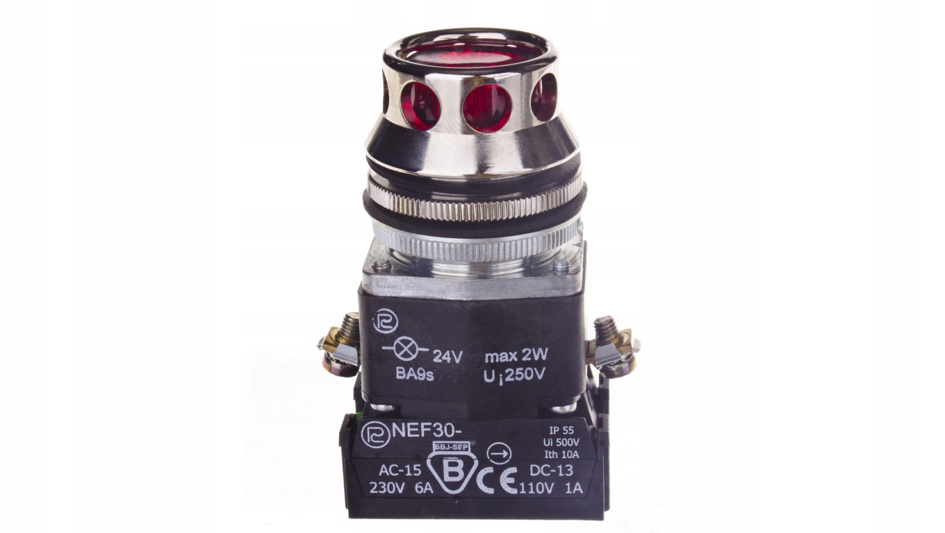 Gombík riadenia 30mm červený 1Z 1R s pružinou
