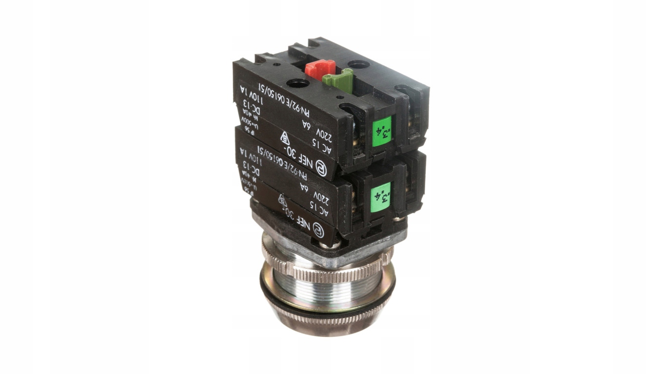 Tlačidlo riadenia 30mm zelené 2Z 2R so spätnou pružinou