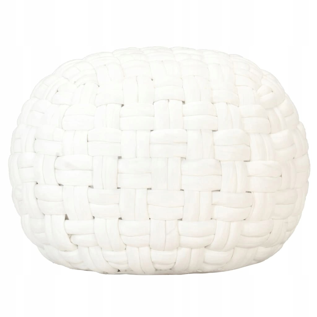 Biely tkaný pouf 50x35cm bavlna