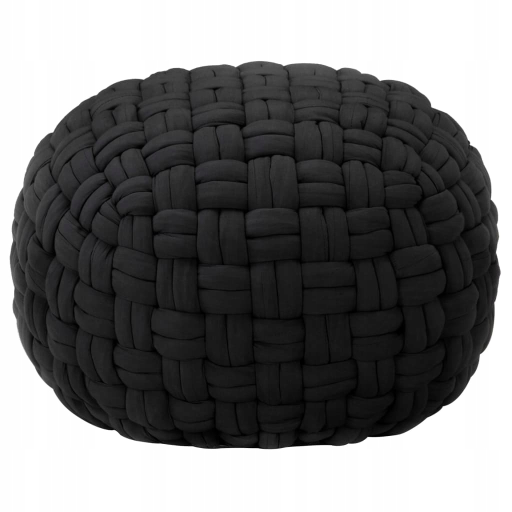 Čierny tkaný pouf 50x35cm bavlna