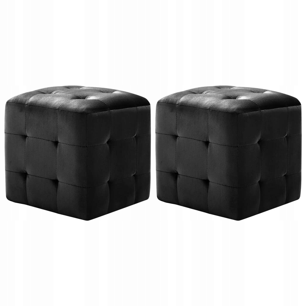 2 poufs čierny zamat 30x30x30cm