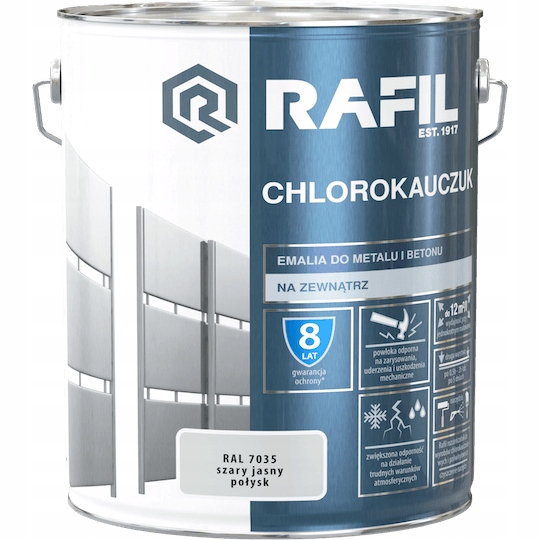 Rafil smaltovaná chlórkaučukom na kov, 10 l, odtiene sivej a striebornej, lesklá