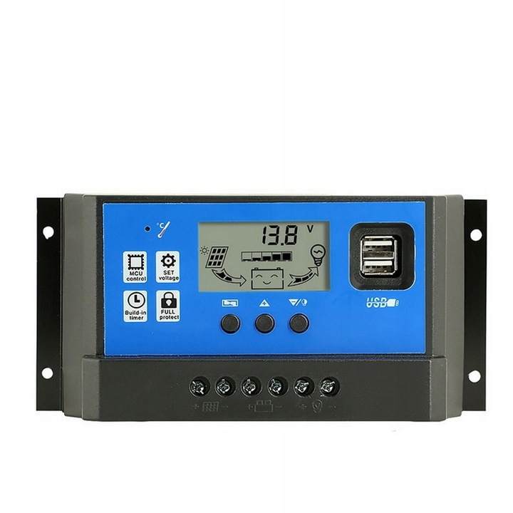 REGULÁTOR NABÍJANIA LCD 40A 12V / 24V PWM USB SOLAR