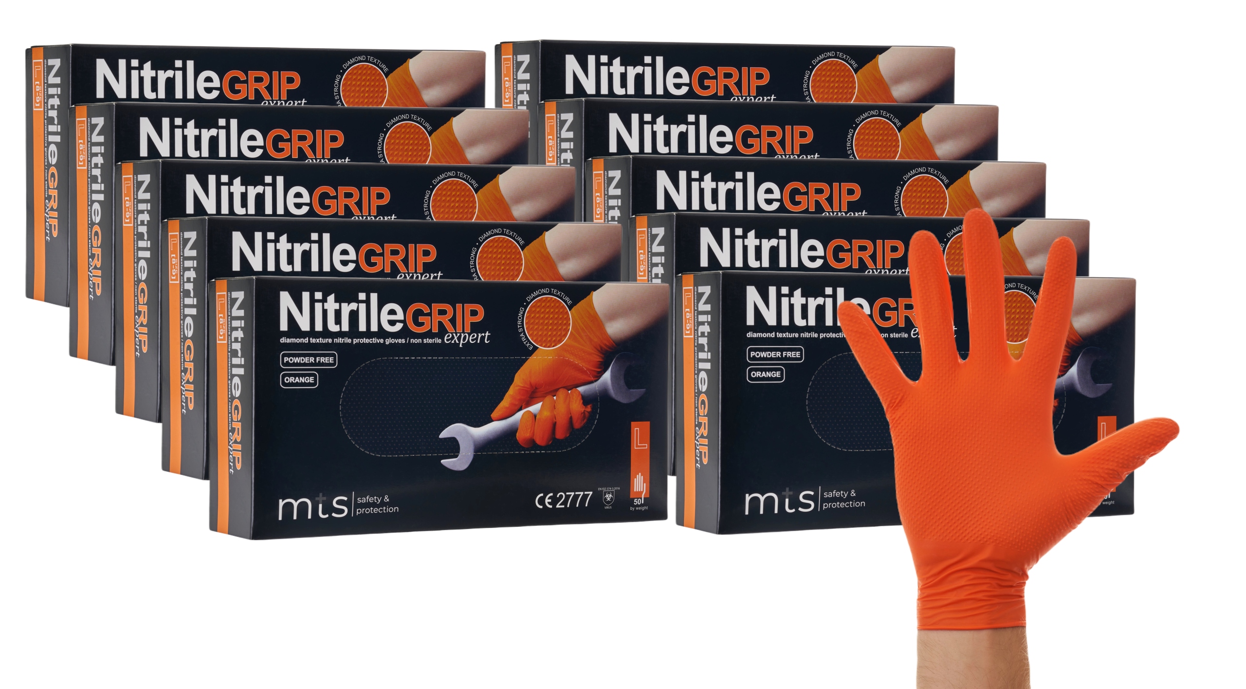 MTS bezpečnosť a ochrana Nitril GRIP Oranžové rukavice oranžové silné gogrip veľkosť 8 - M 250 párov
