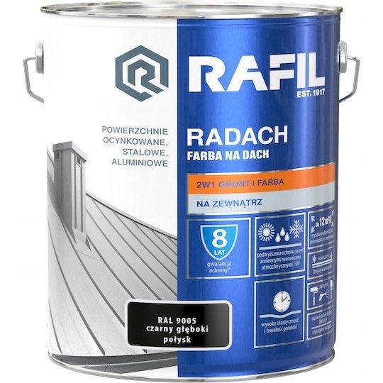 Radach 10L čierna RAL9005 GLOSS farba na strechu Ra