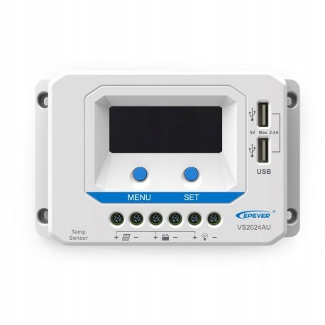 Regulátor nabíjania PWM VS2024AU 20A 12/24 LCD USB