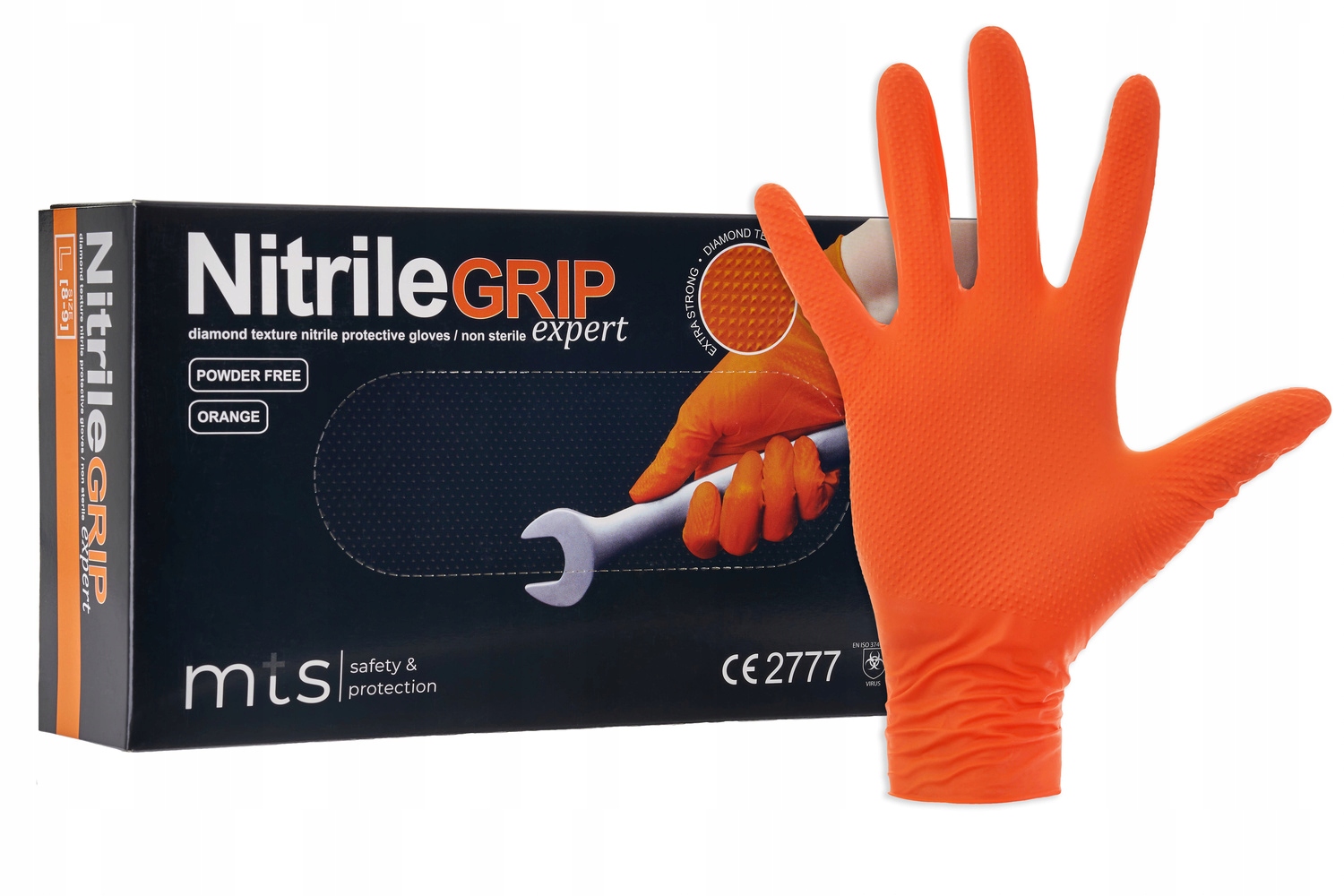 MTS bezpečnostné a ochranné rukavice pre mechanikov, ochranná oranžová gogrip Orange, veľkosť 9 - L, 25 párov