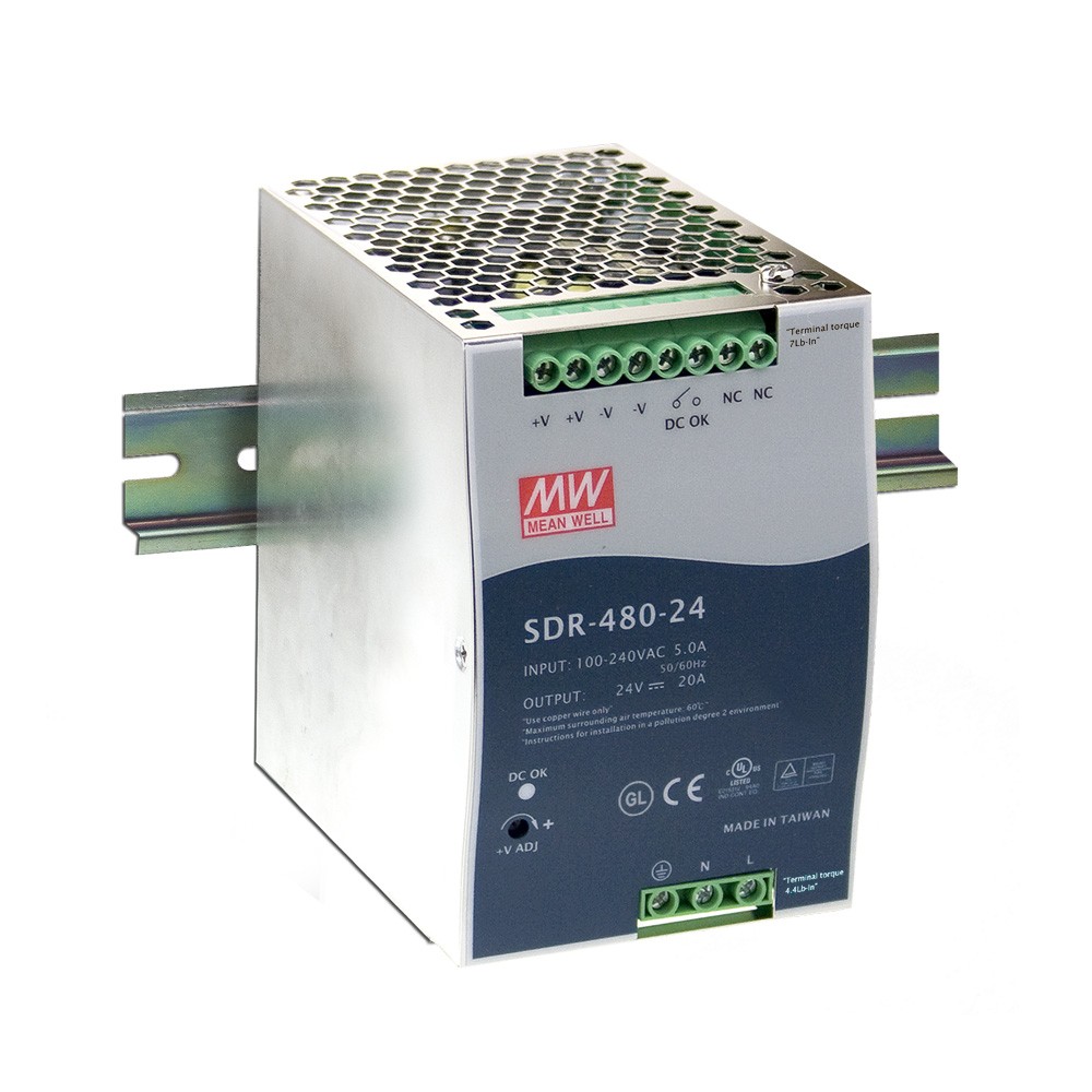 Napájací zdroj SDR-480-24 na DIN lištu 480W 24V 20A