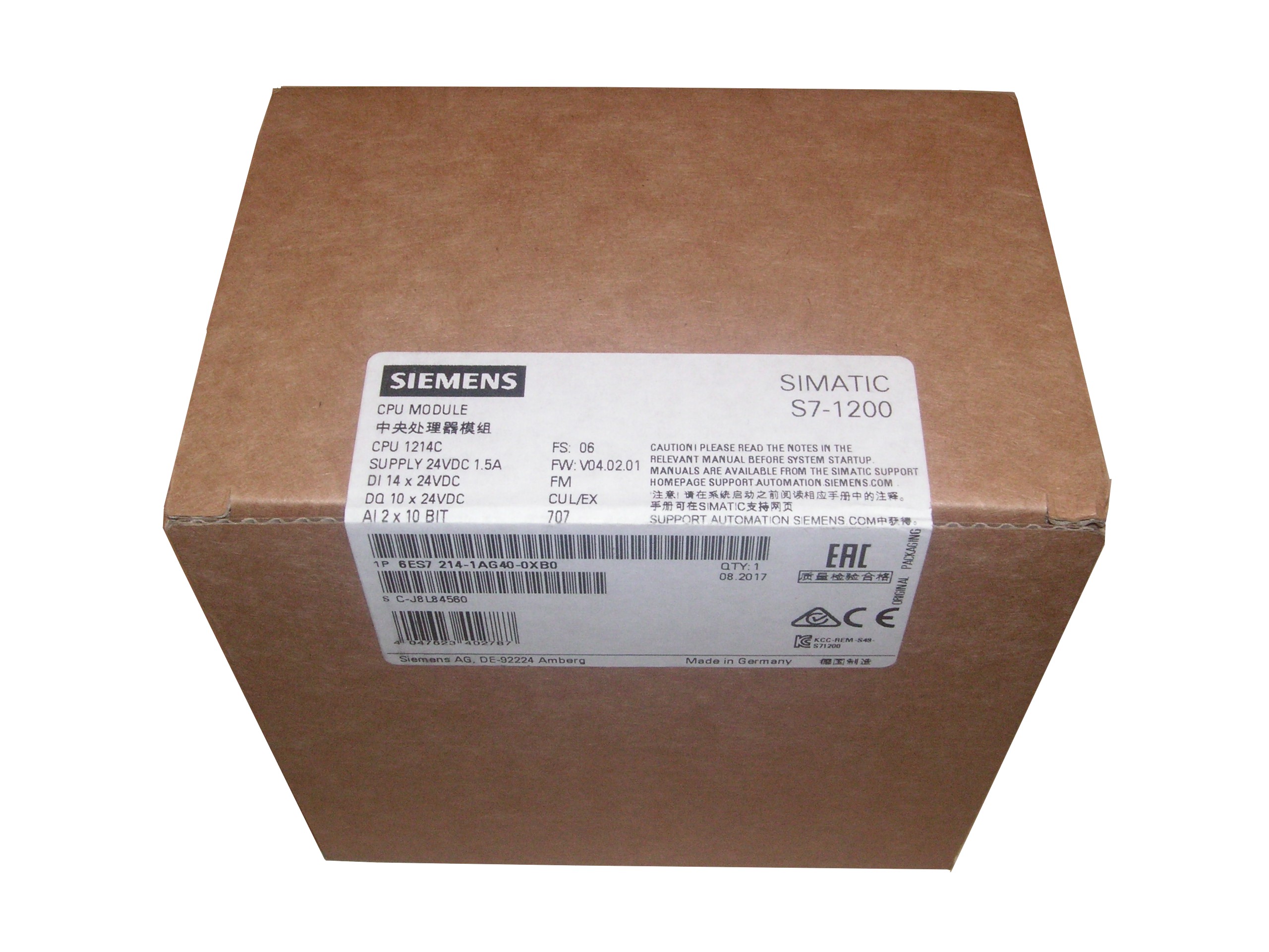 SIEMENS S7-1200 CPU 1214C DC / DC 6ES7214-1AG40-0XB0
