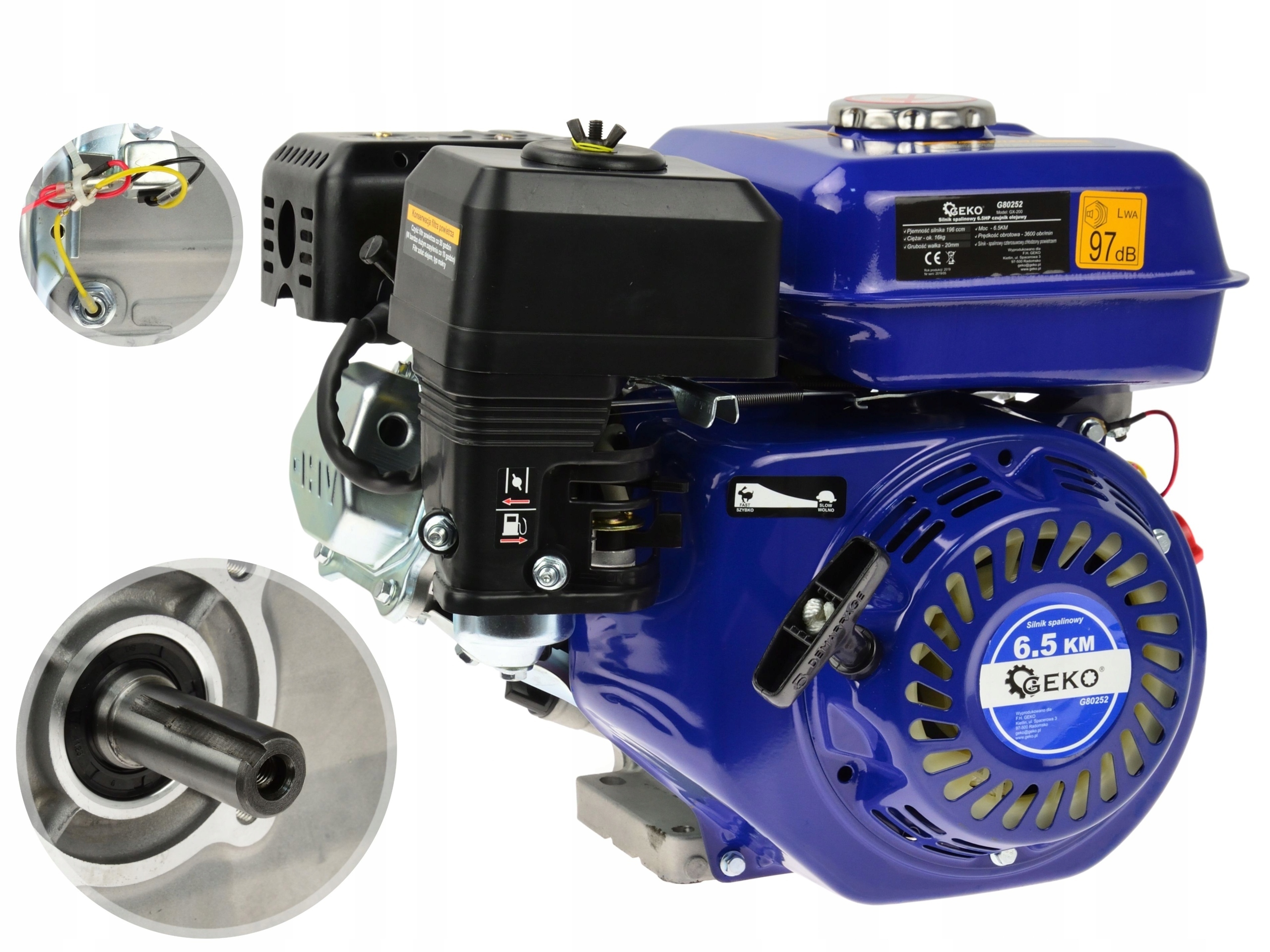 SPALOVACÍ MOTOR OHV 6,5KM 20MM OLEJOVÝ SENZOR GEK