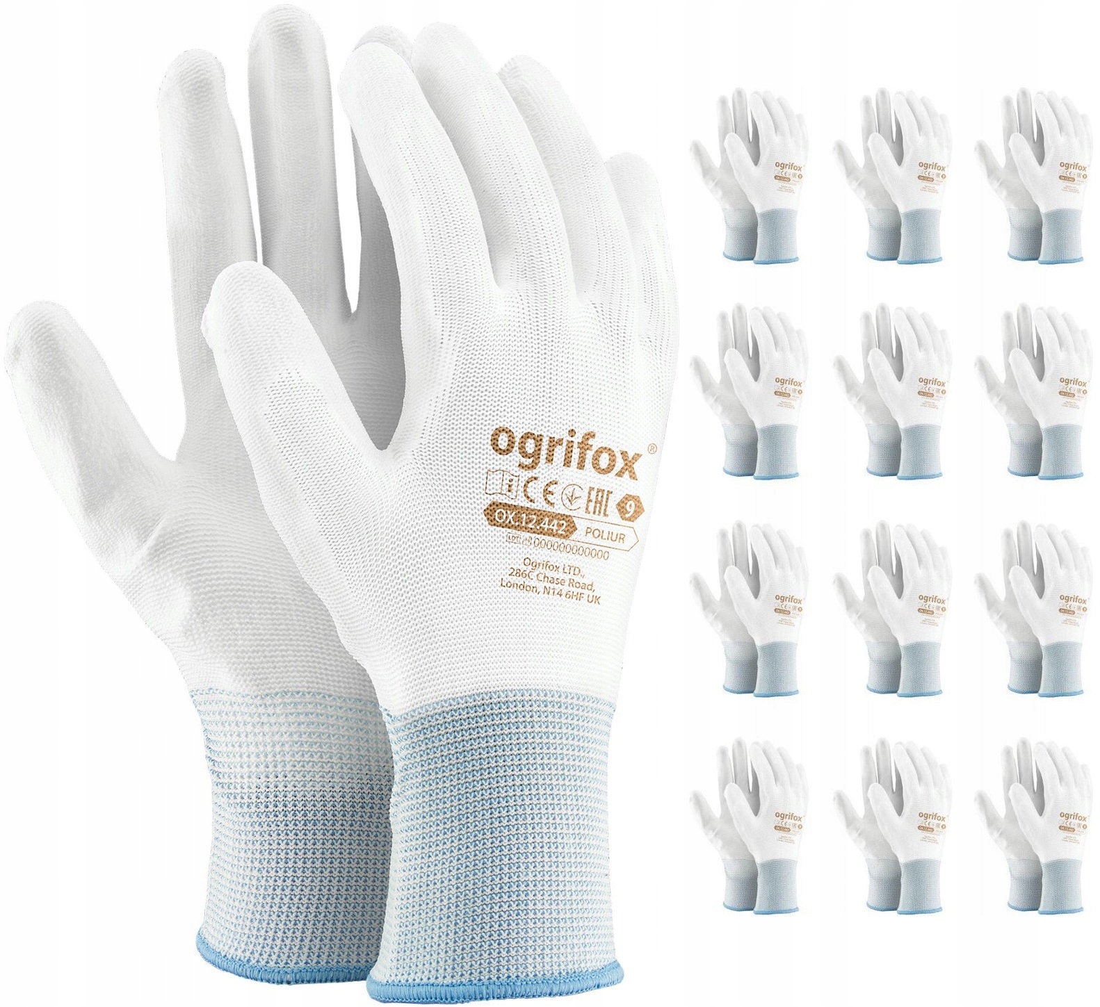 Rukavice Ogrifox OX-POLIUR veľkosť 7 - S 12 párov