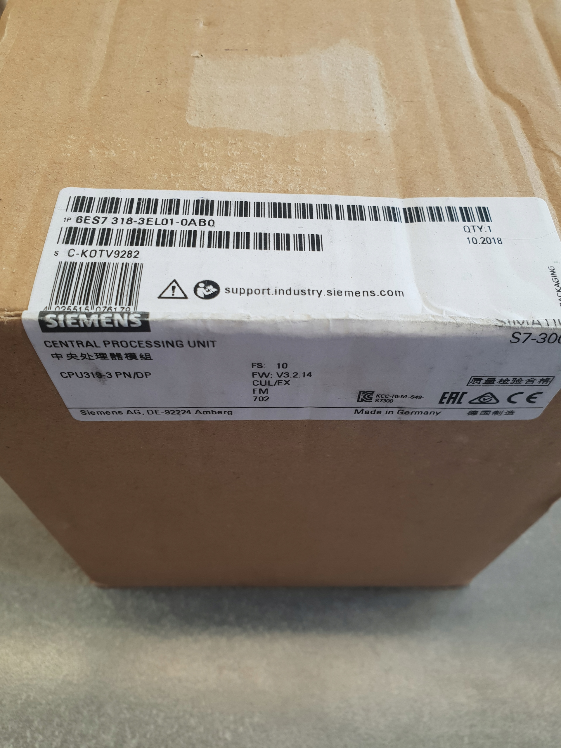 SIMATICKÝ CPU 317-2PN / DP 6ES7318-3EL01-0AB0 SIEMENS