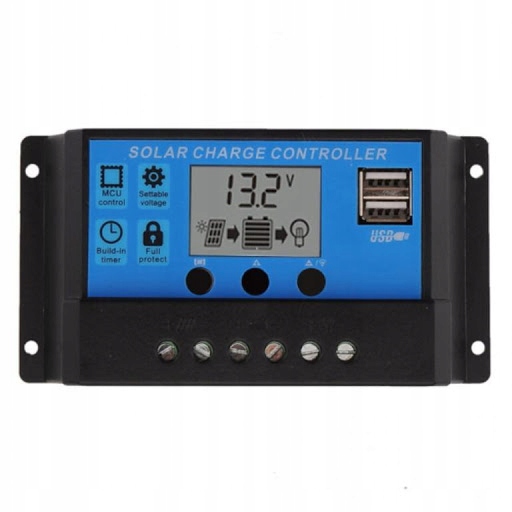 REGULÁTOR SOLÁRNEHO NABÍJANIA PWM 10A 12 / 24V LCD USB