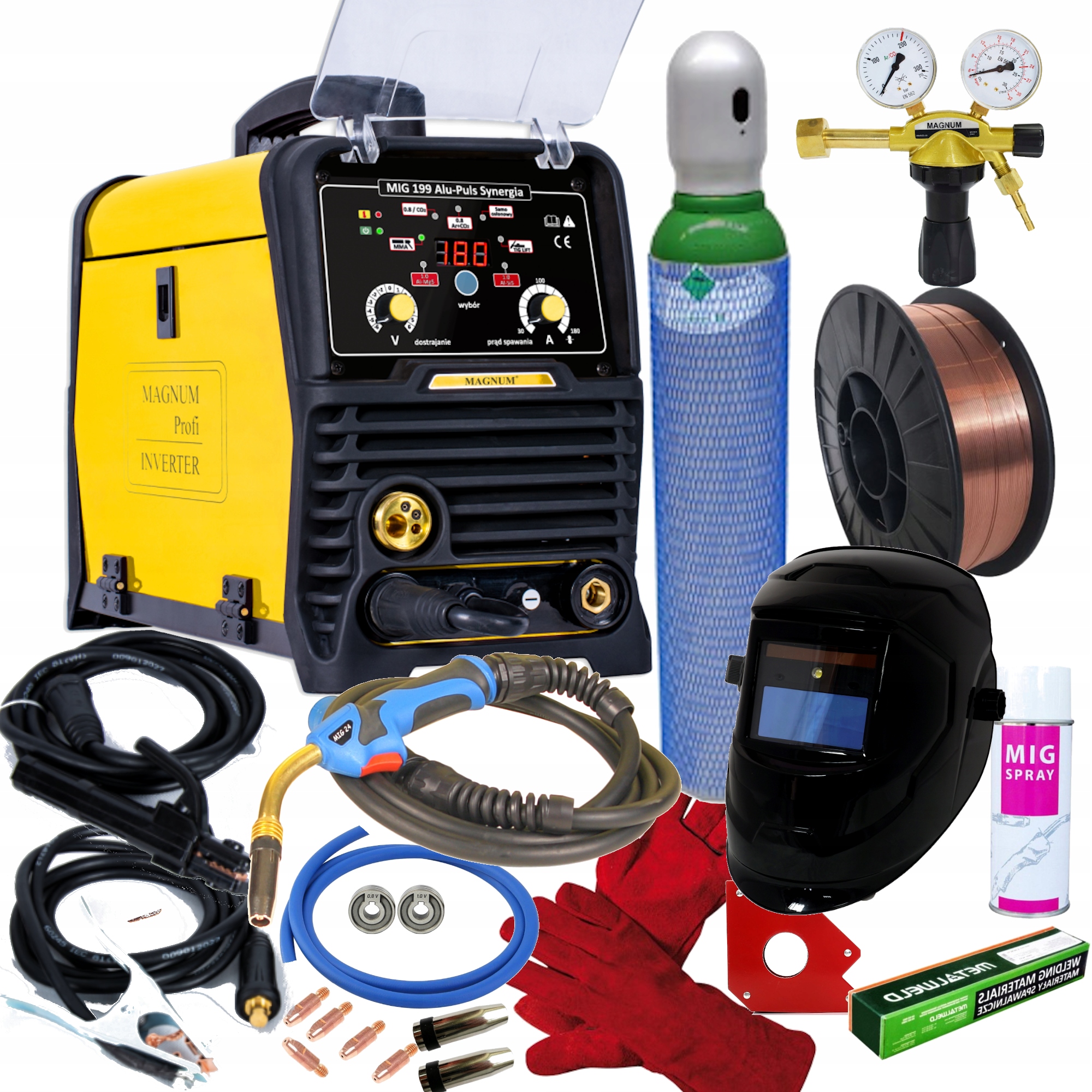 Sada MAGNUM MIG 199 ALU WELDER SYNERGY PULSE 3v1