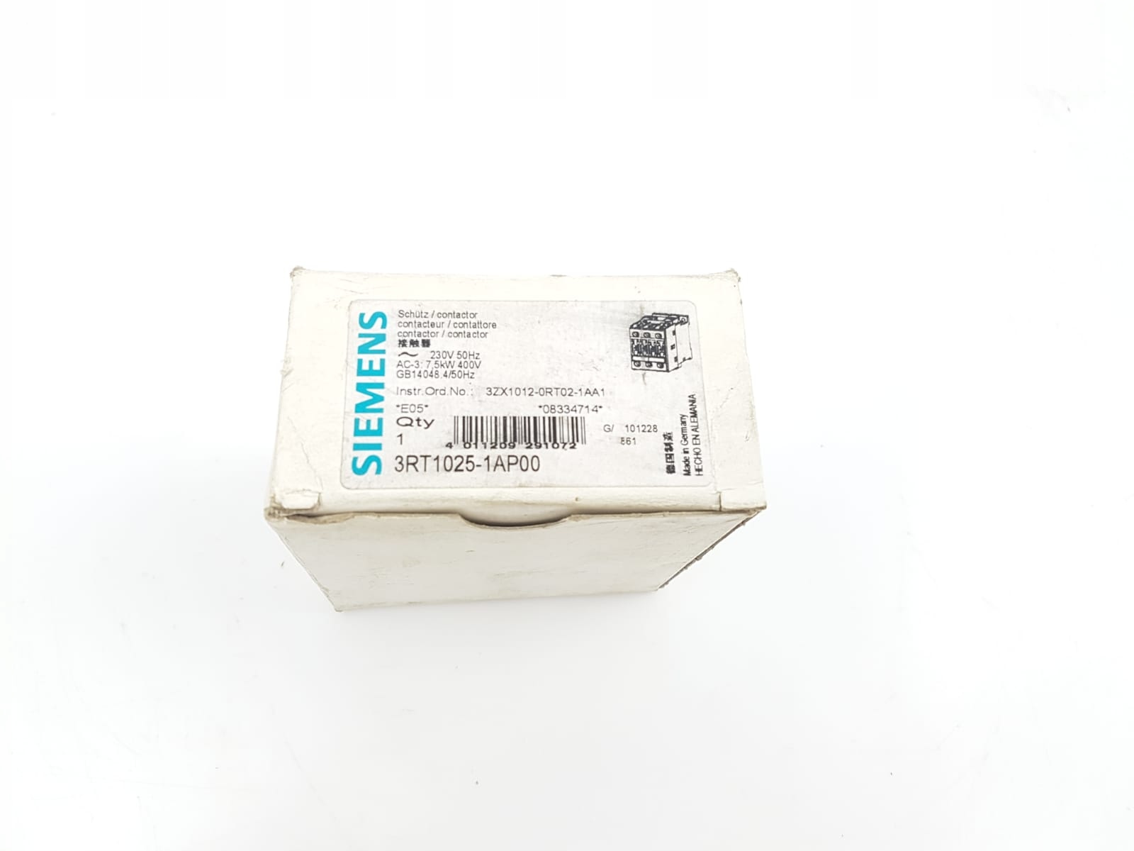 KONTAKTÉR SIEMENS 3RT1025-1AP00 230V 7,5kW