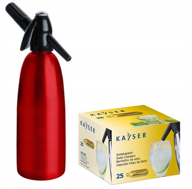 SIFÓN PRE SODNÚ VODU ČERVENÝ + 25 KAZET
