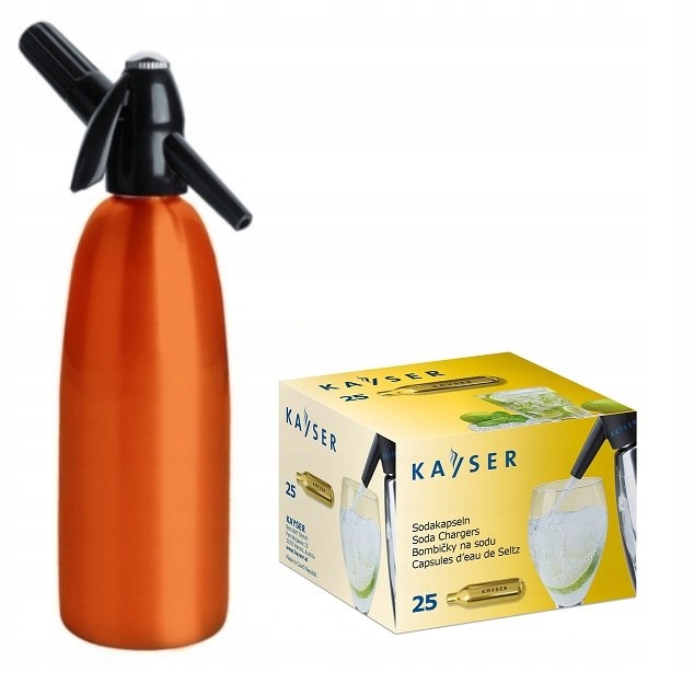 SIFÓN NA ORANŽOVÚ VODU SODNÚ + 25 KARTÓNOV