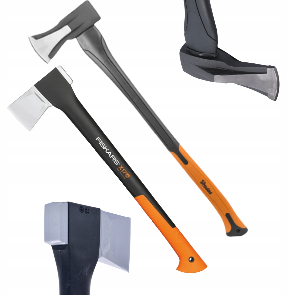 Sekera Fiskars 60 cm 1,5 kg + sekera Bradas 80 cm 2 kg