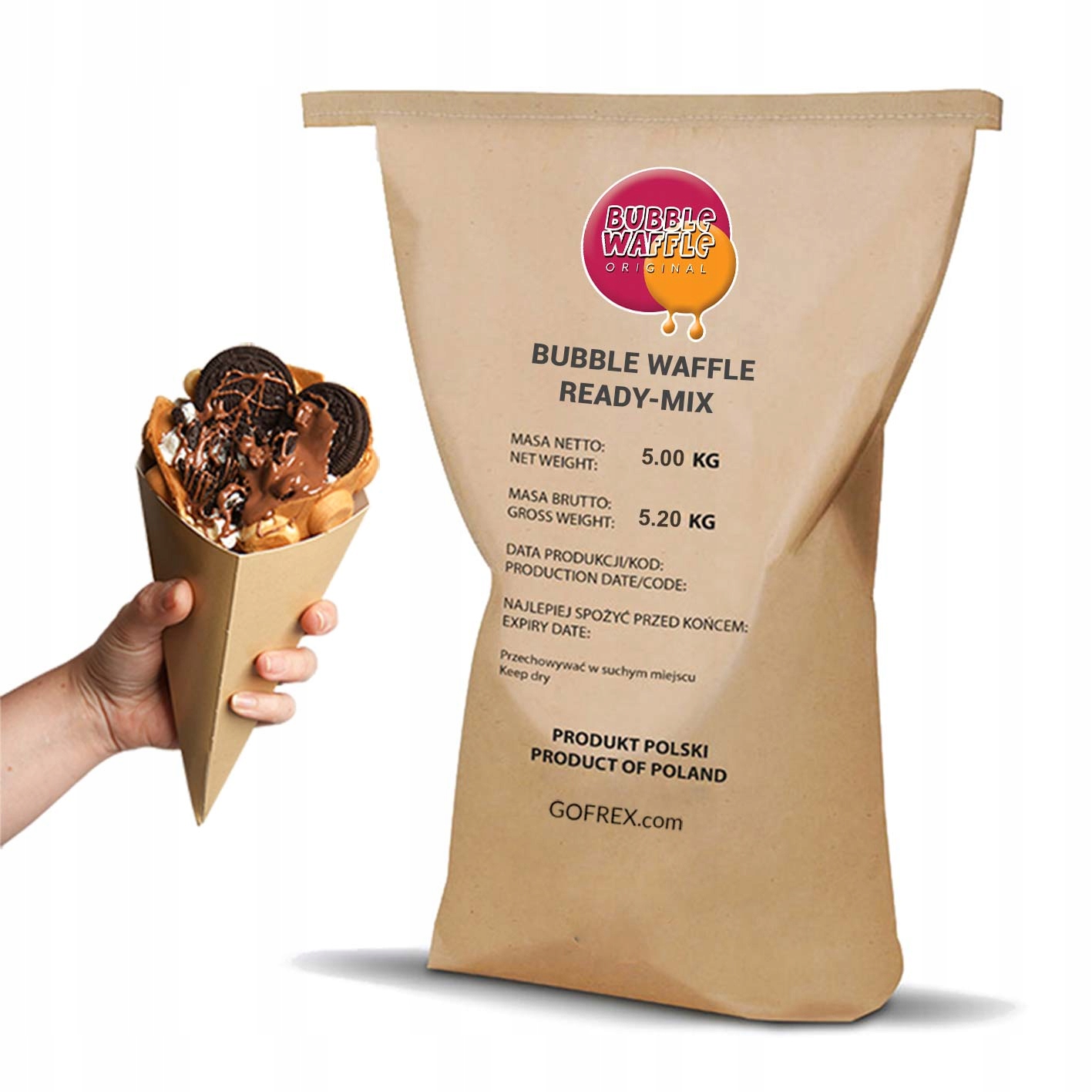 Sladké bublinkové oblátky v prášku GOFREX 5 kg