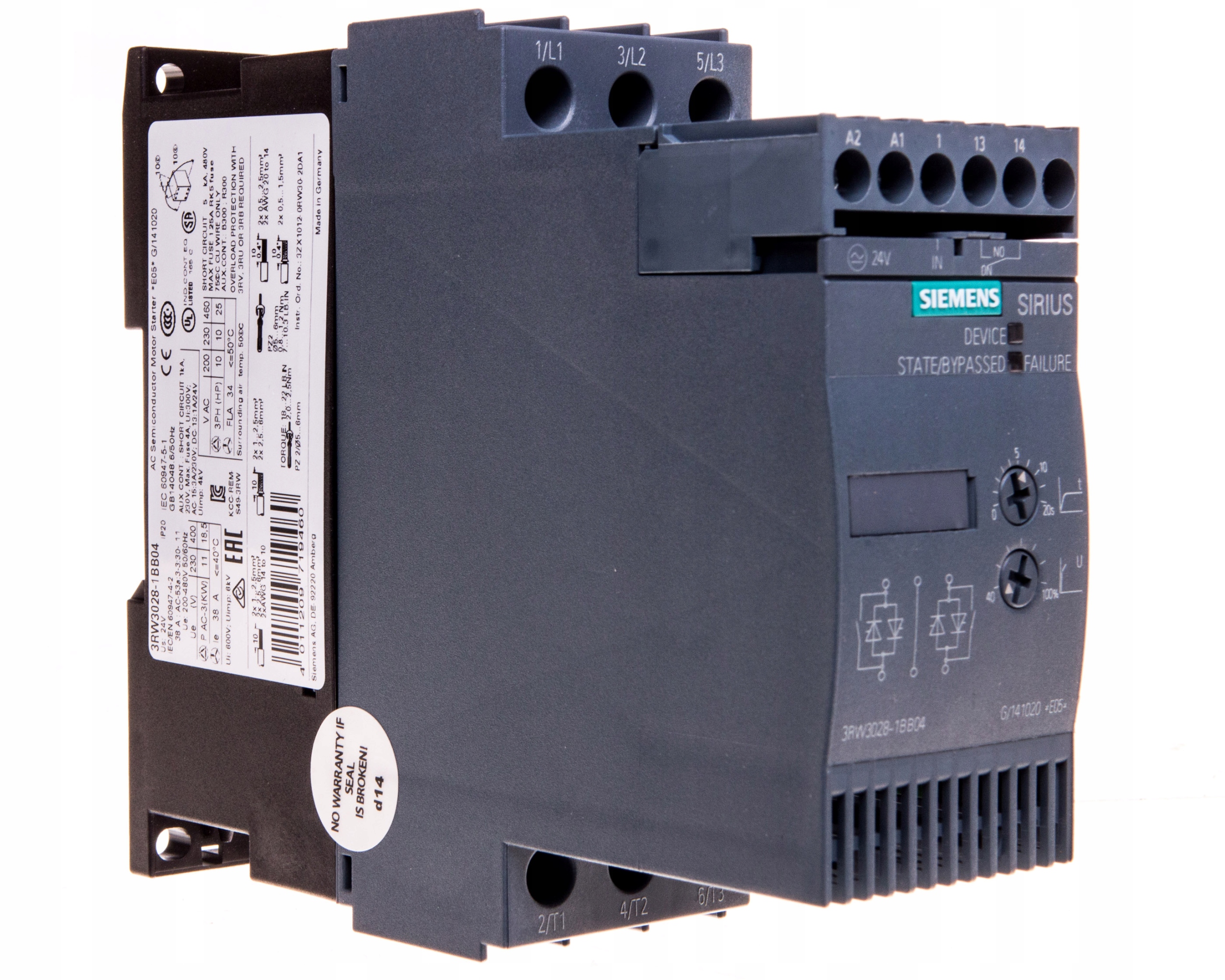 3-fázový softštartér 200-480VAC 38A 18,5kW / 400V Uc = 2