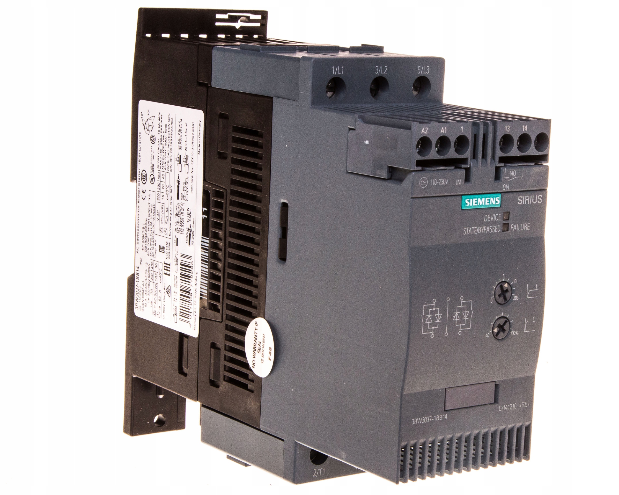 Trojfázový softštartér 200-480VAC 63A 30kW / 400V Uc = 110