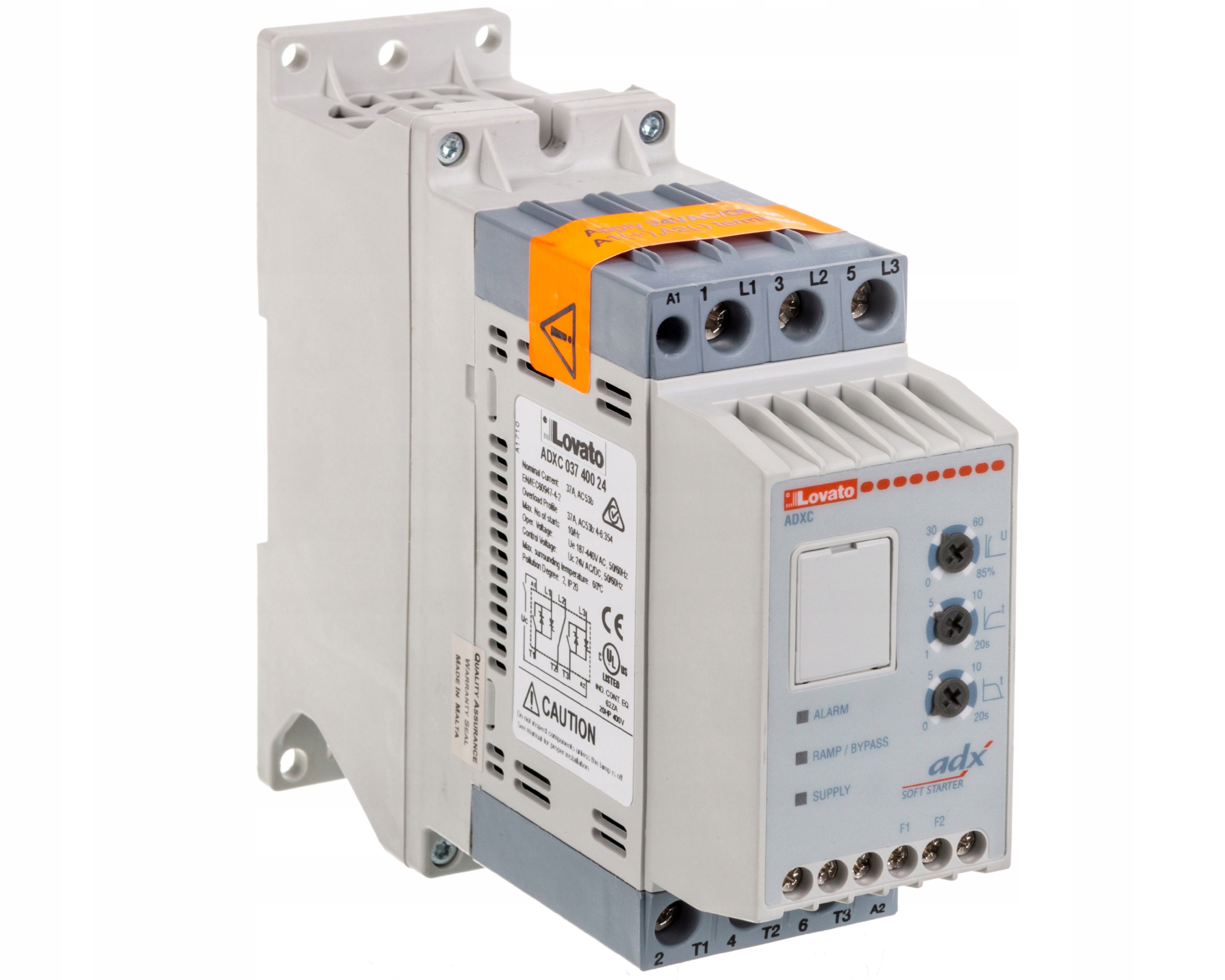 Softstarter 37A 18,5kW, s by-pass relé, 3x4
