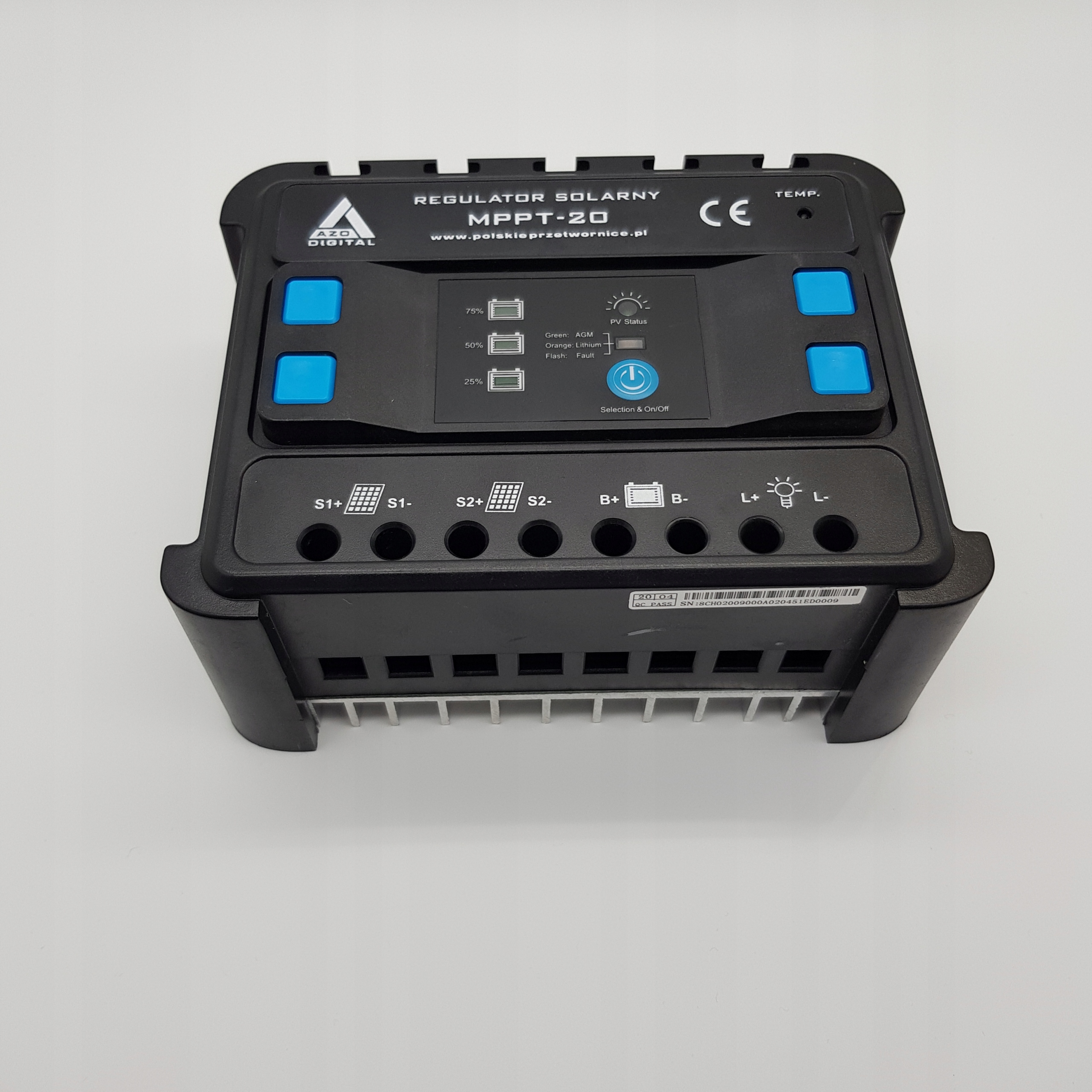 Solárny regulátor nabíjania MPPT 12V / 24V 20A