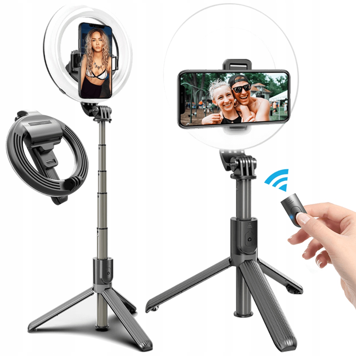 Selfie tyčový statív pre LED žiarovku na diaľkové ovládanie telefónu
