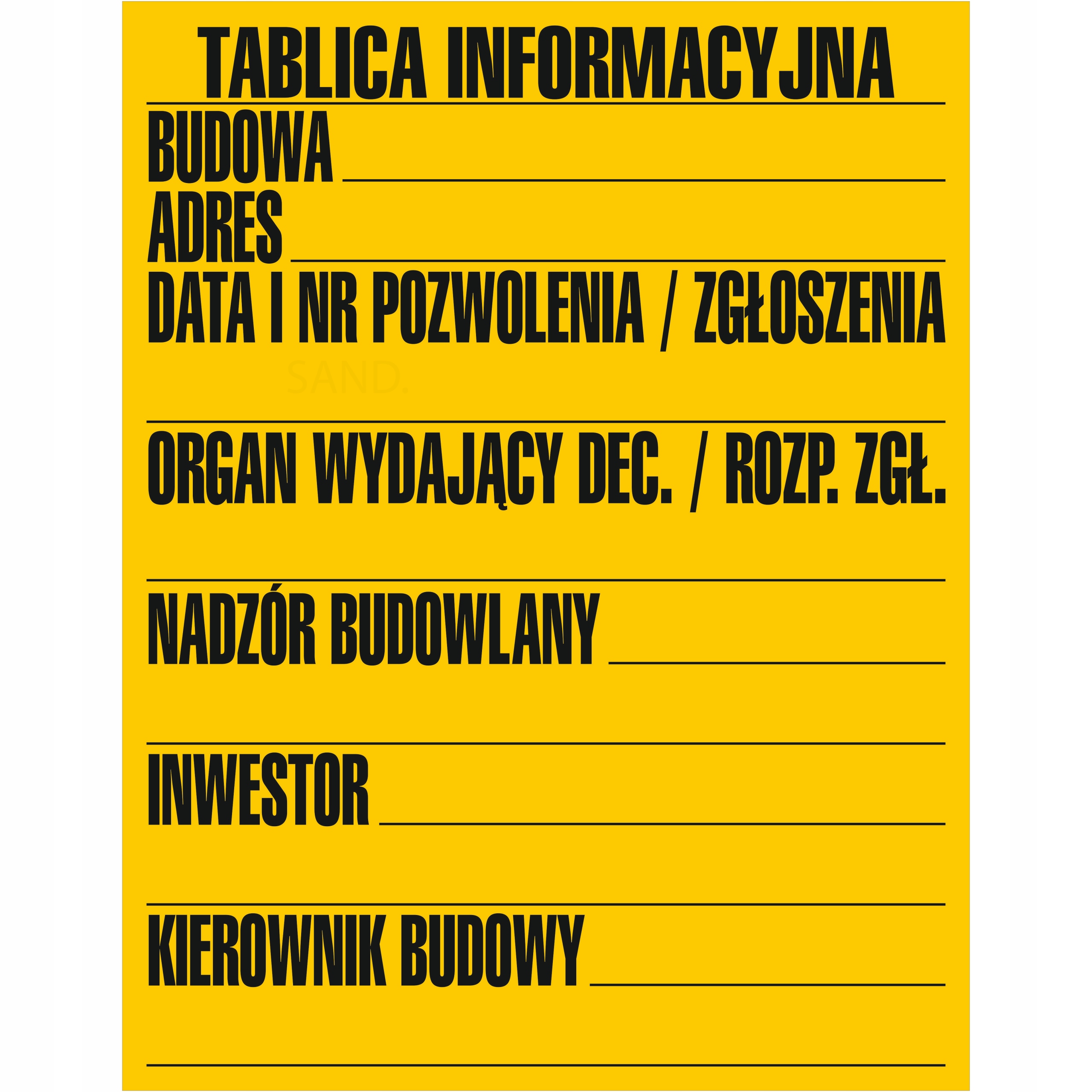 Informačná tabuľa stavby na stavbu 70x90 BHP