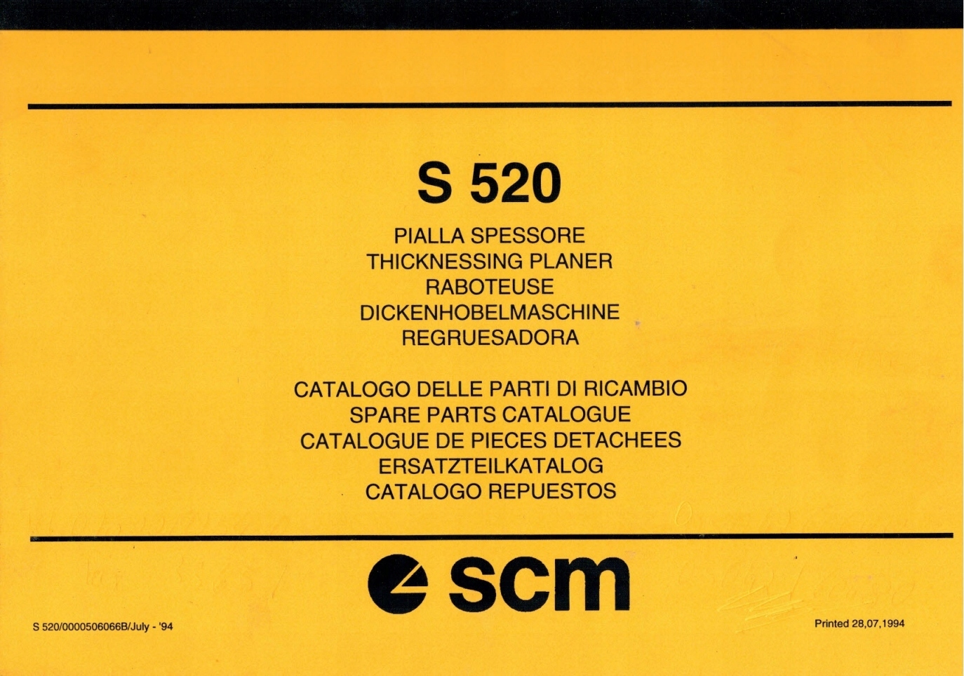 Hrúbkovačka SCM S520 parts + diagram