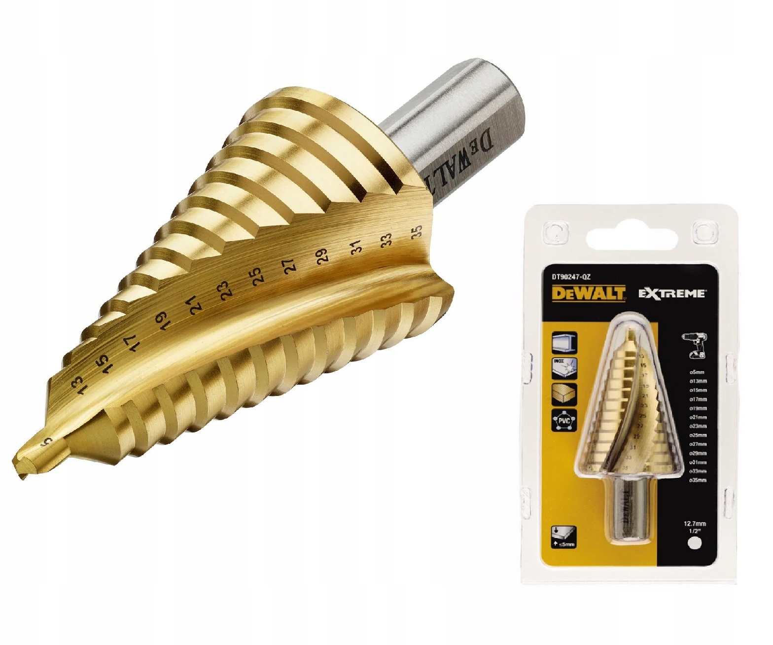 Stupňový vrták EXTREME® 5-35 mm s 2 mm krokmi