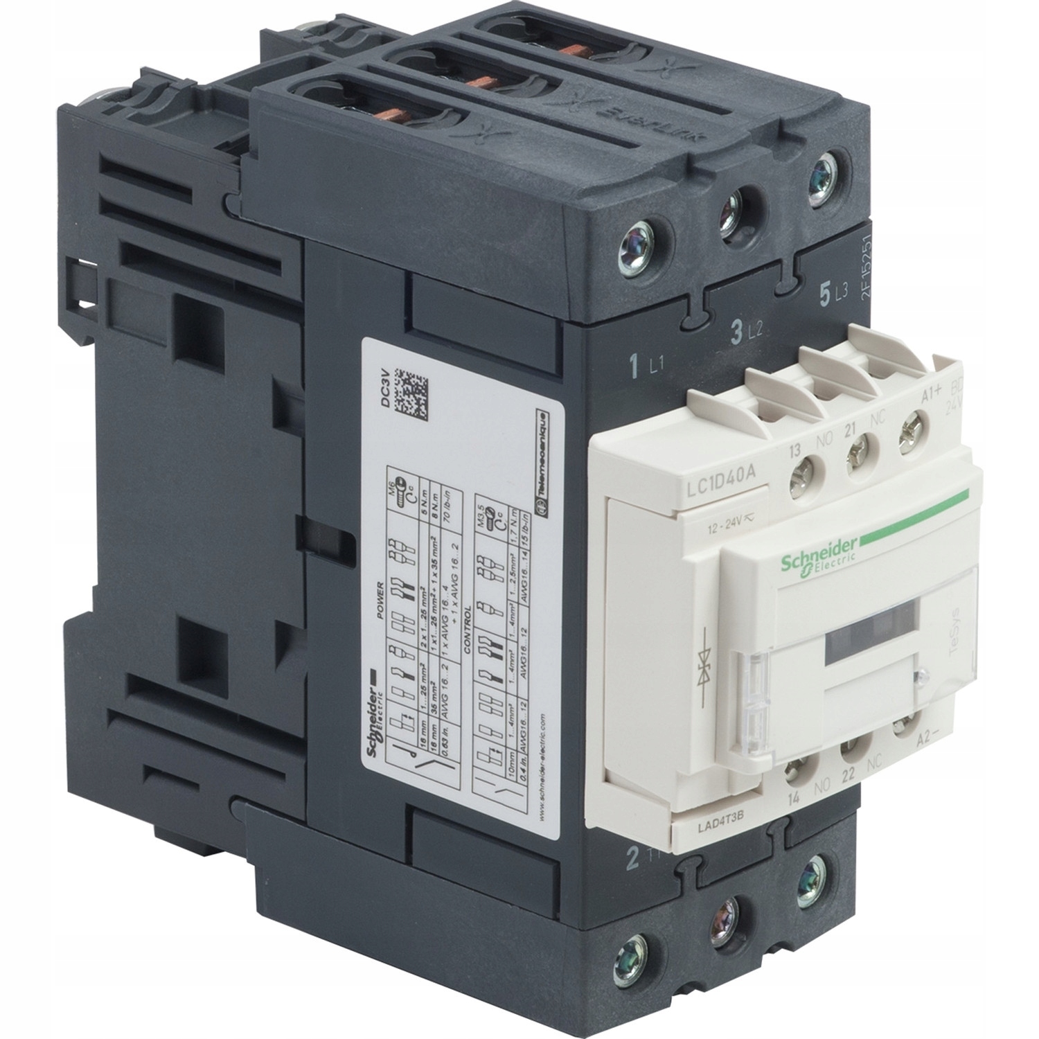 TeSys D stýkač 40A 3P 1NO1NC 24VDC LC1D40ABD