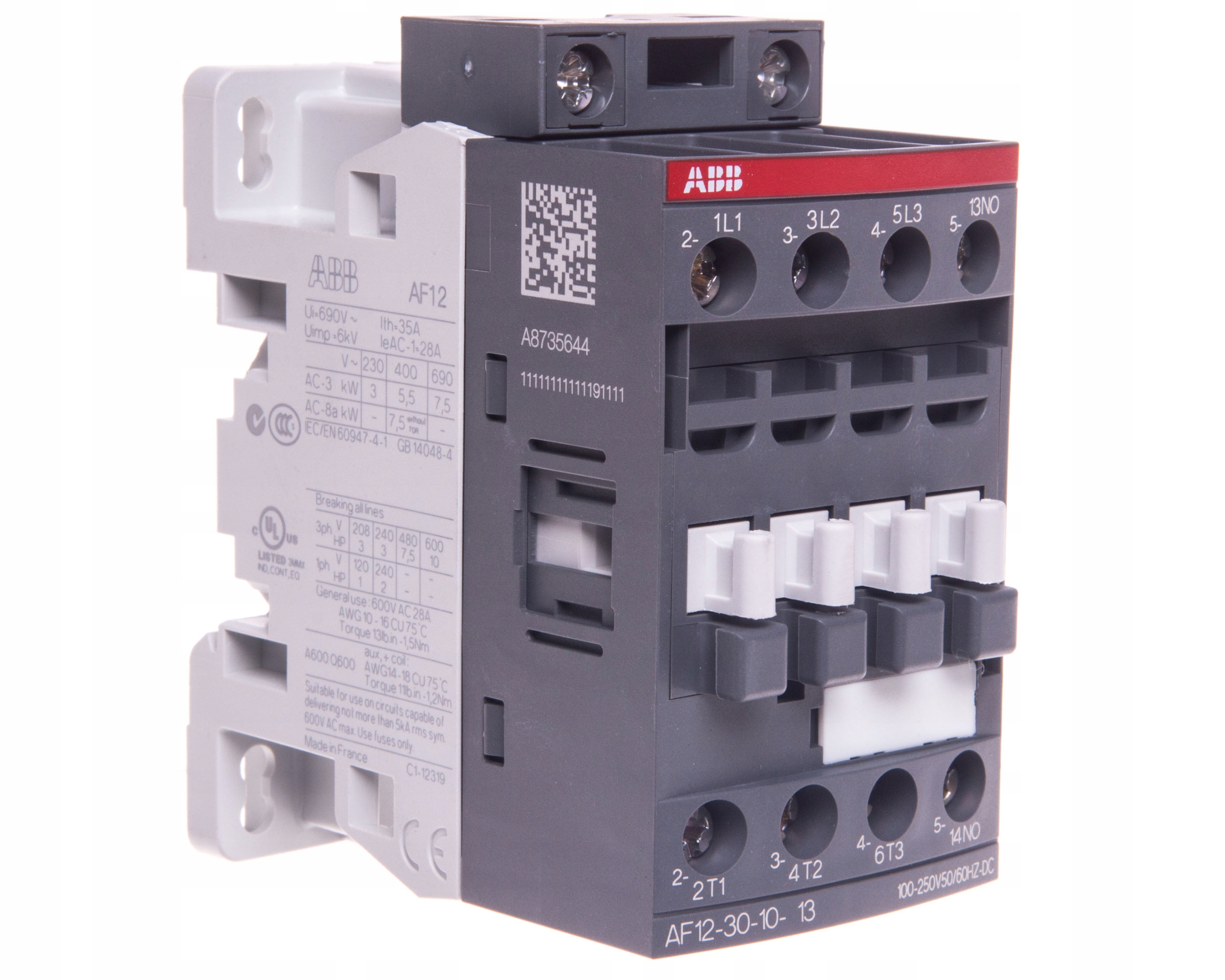 Výkonový stýkač 12A 3P 5,5kW 100-250V50 / 60HZ-DC 1NO 0