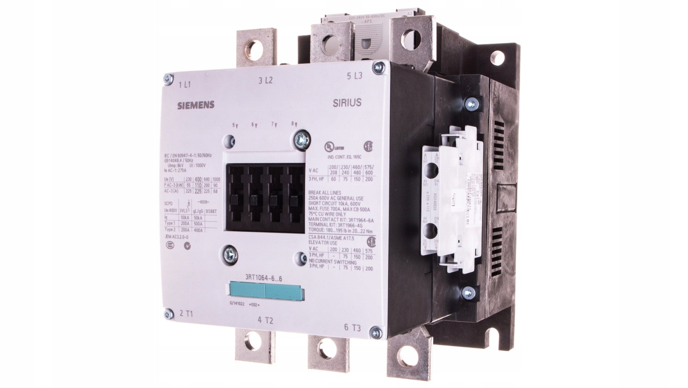 Výkonový stýkač 225A 3P 220-240V AC 2Z 2R S10 3RT106