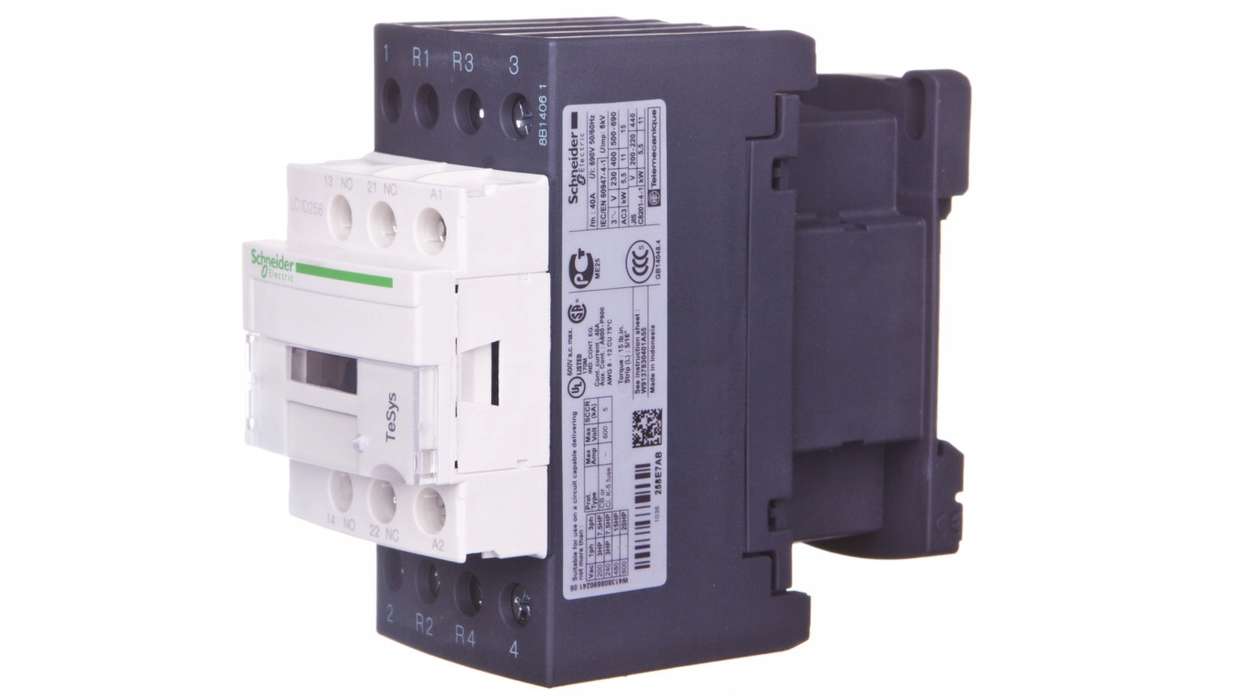 Výkonový stýkač 40A AC-1 2NO 2R 48V AC 1NO 1R LC1D258E