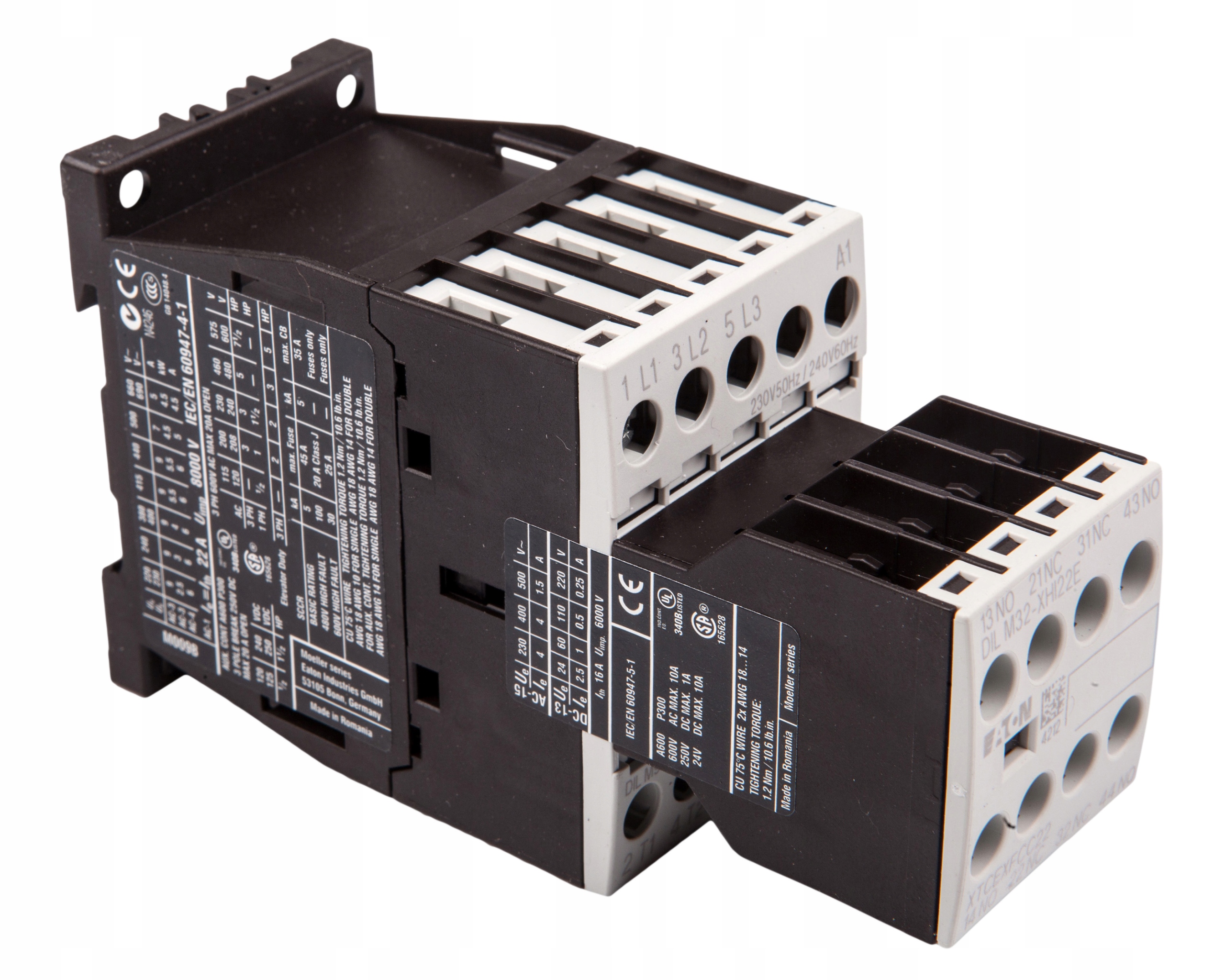 Výkonový stýkač 9A 3P 230V AC 2NO 2R DILM9-22