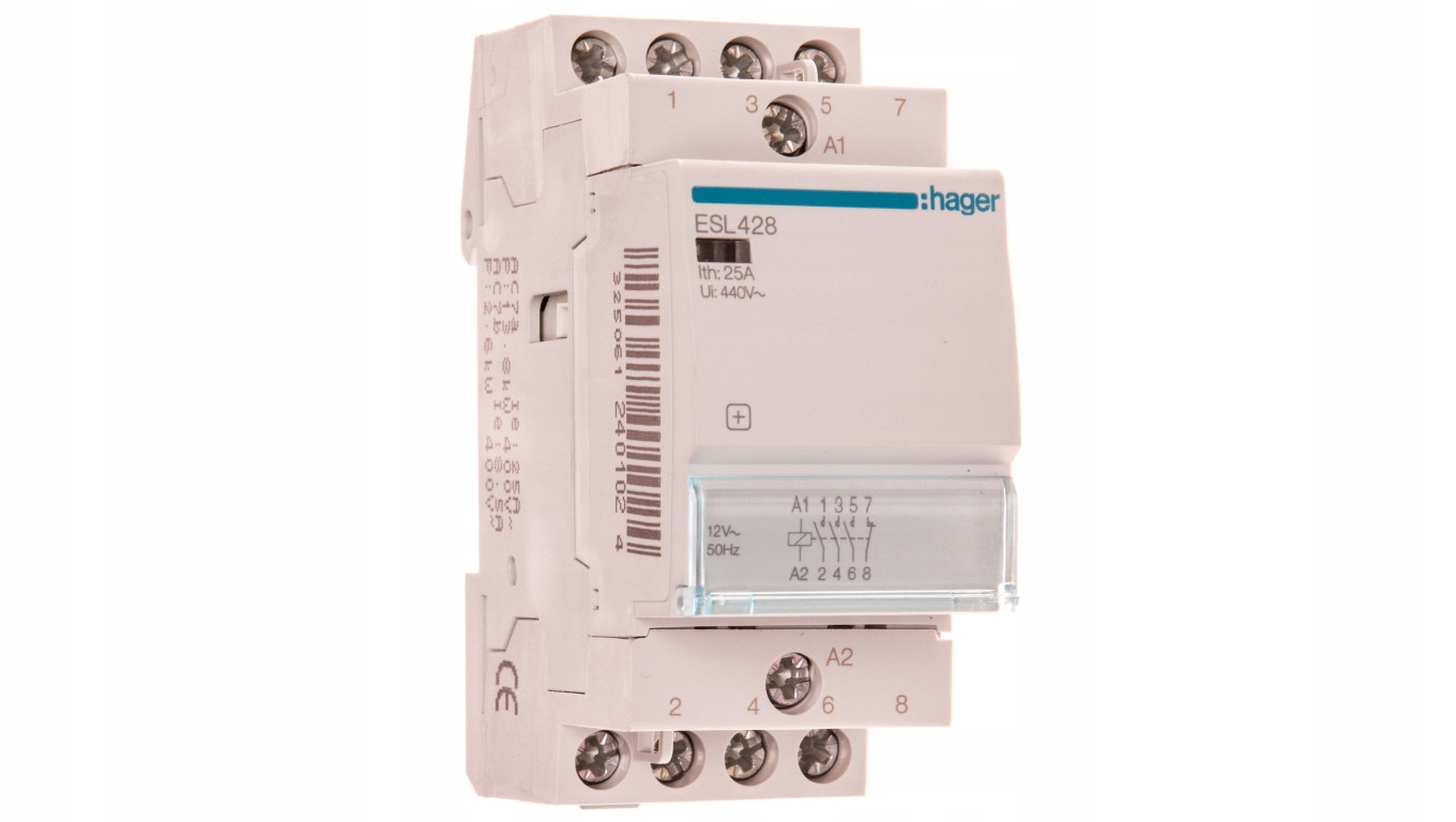 Modulárny stýkač 25A 3 NO 1 NC 12V AC ESL428