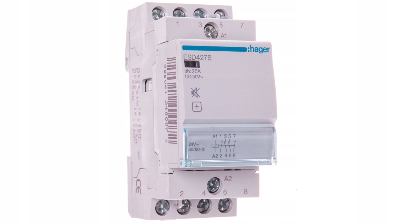 Tichý modulárny stýkač 25A 2NO 2N 24V AC / DC ESD427