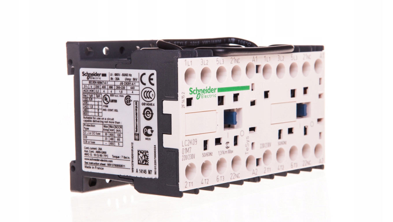 Reverzný stýkač 9A 4kW 230V AC LC2K0901M7
