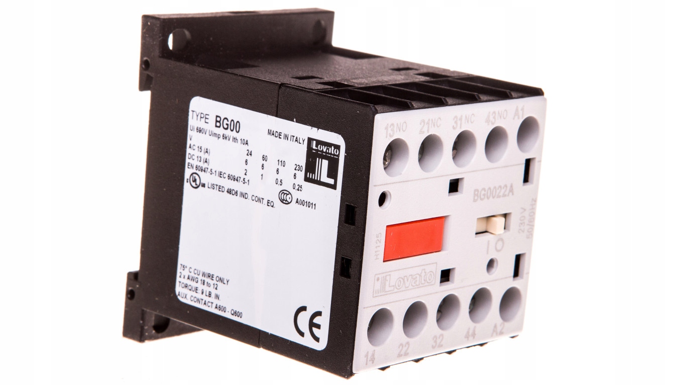 Pomocný stýkač 10A 2NO 2NC 230V AC BG00.22A 11B