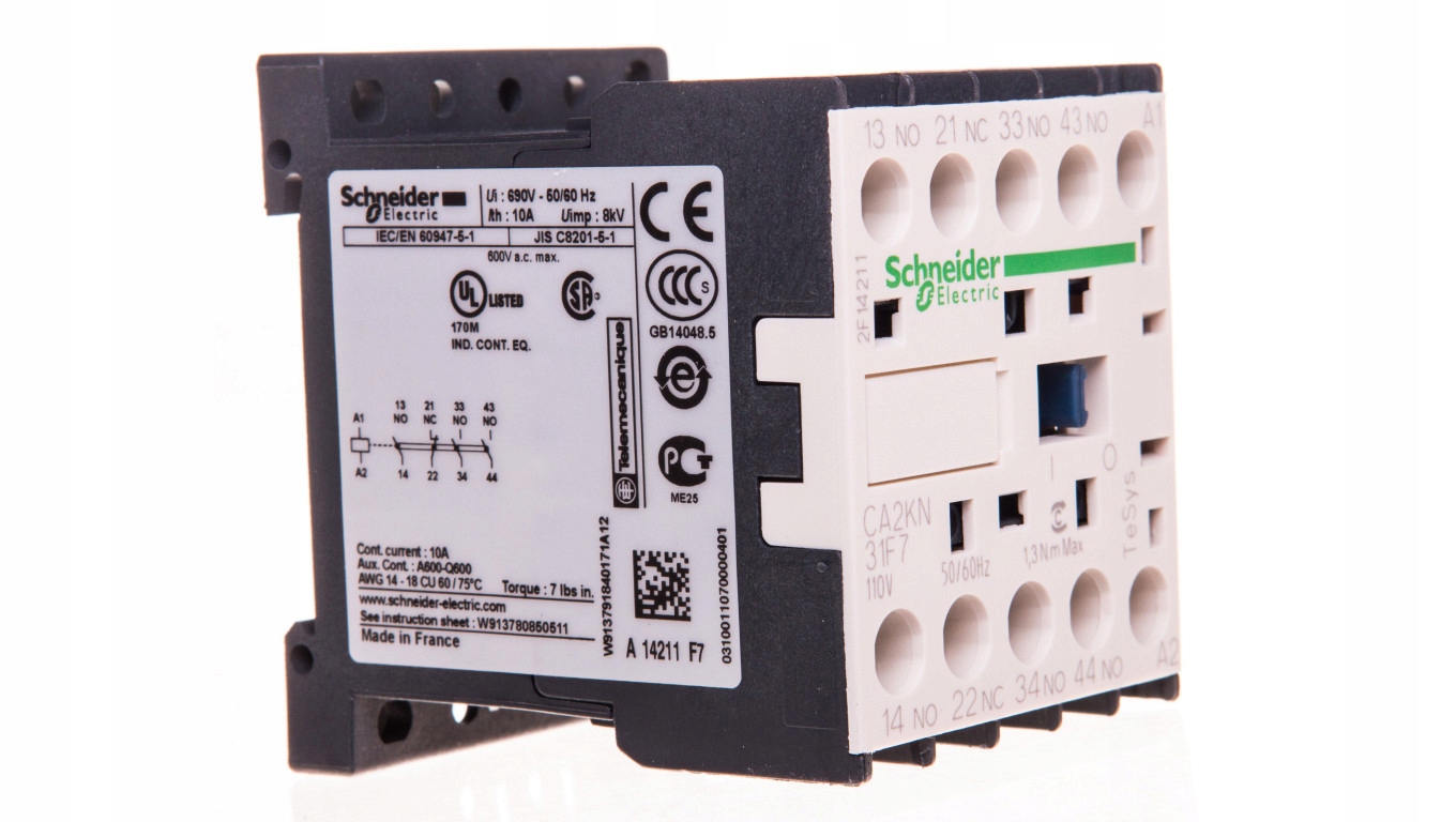 Pomocný stýkač 10A 3NO 1NC 110V AC CA2KN31F7