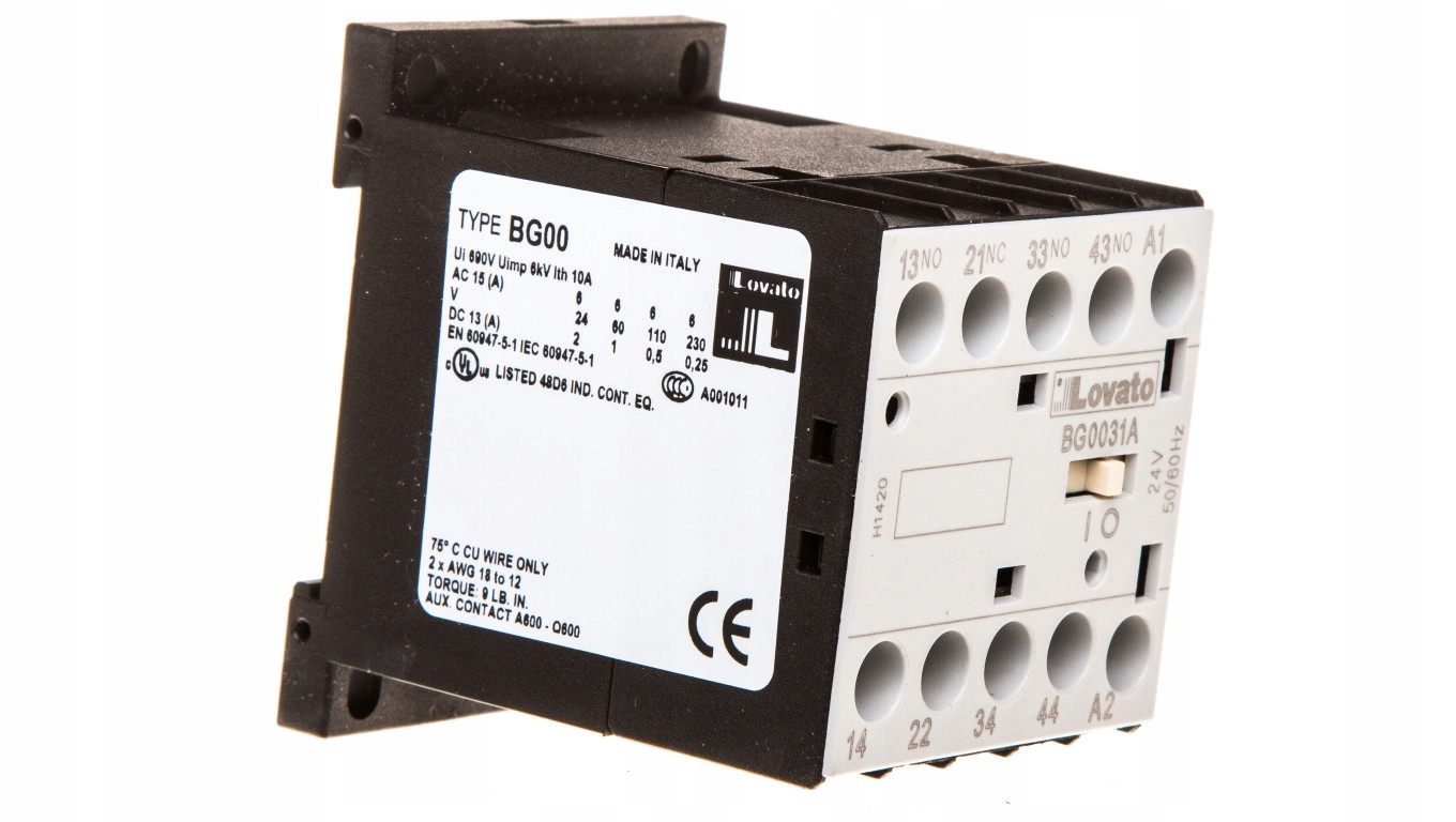 Pomocný stýkač 10A 3 NO 1 NO 24V AC BG00.31A 11BG