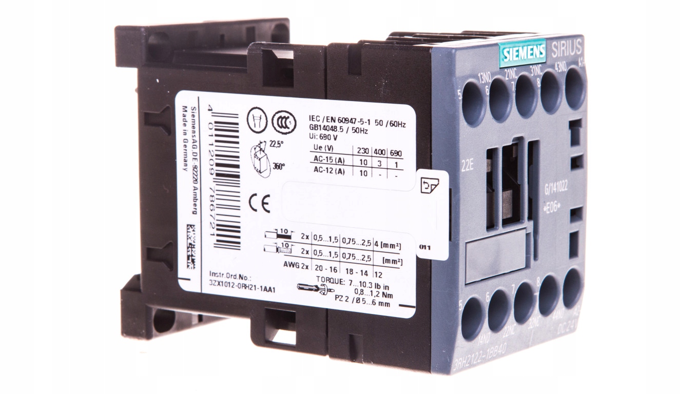 Pomocný stýkač 3A 2NO 2N 24V DC S00 3RH2122-1B