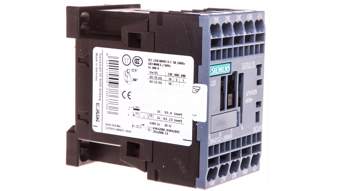 Pomocný stýkač 3A 2NO 2N 24V DC S00 3RH2122-2B