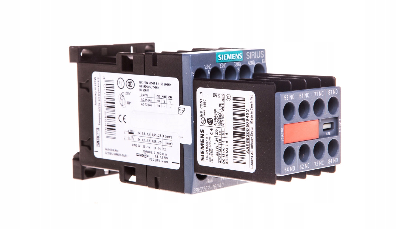 Pomocný stýkač 3A 6Z 2R 24V DC S00 3RH2262-1B
