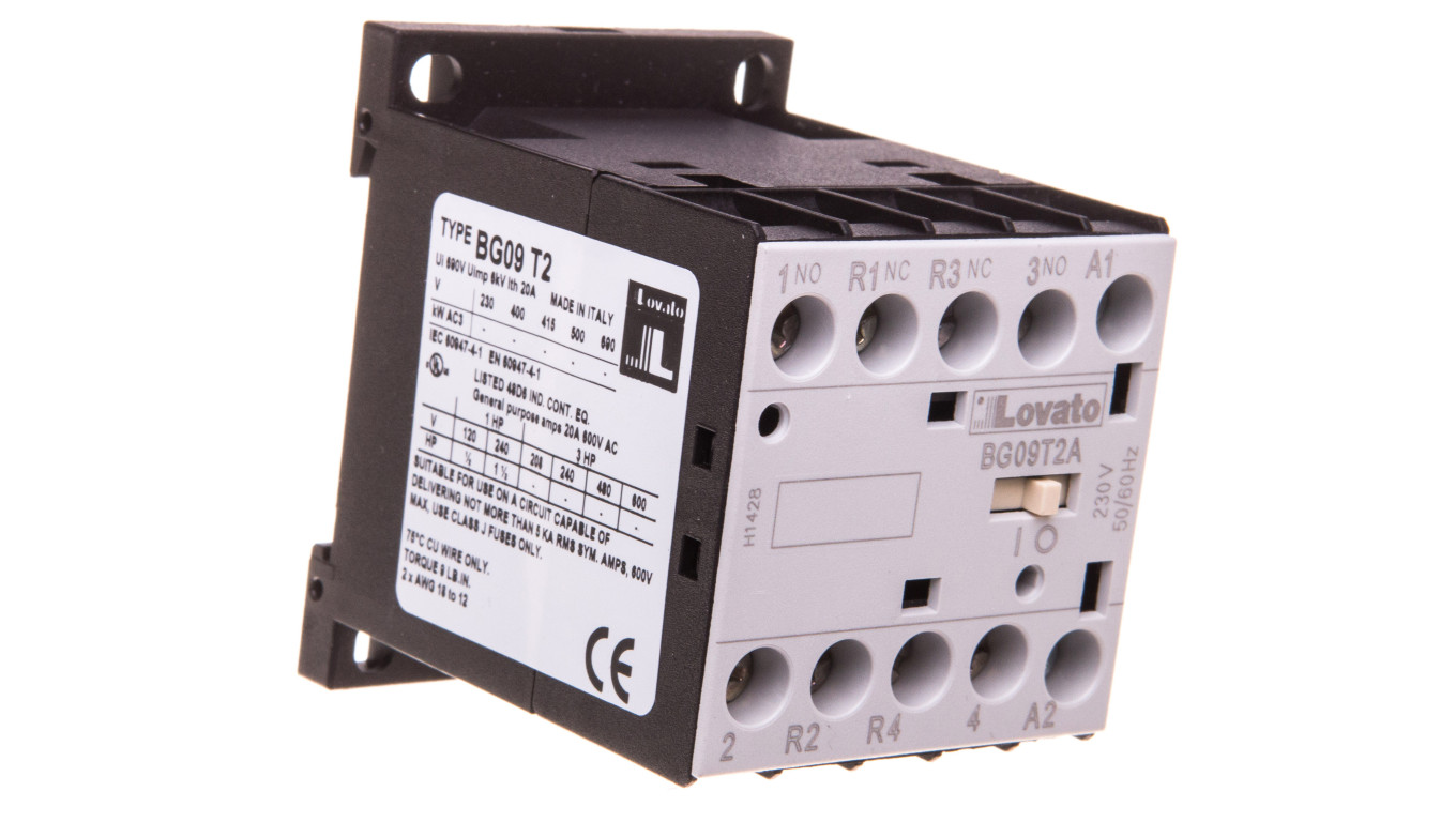 Pomocný stýkač 9A 2NO 2NC 230V AC / DC BG09T2A 11