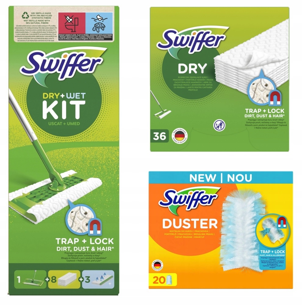 Mop plochý Swiffer Kit Mop 27 cm + 2 ďalšie produkty